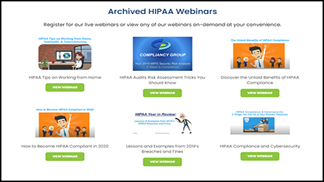 Compliancy Group HIPAA Webinars