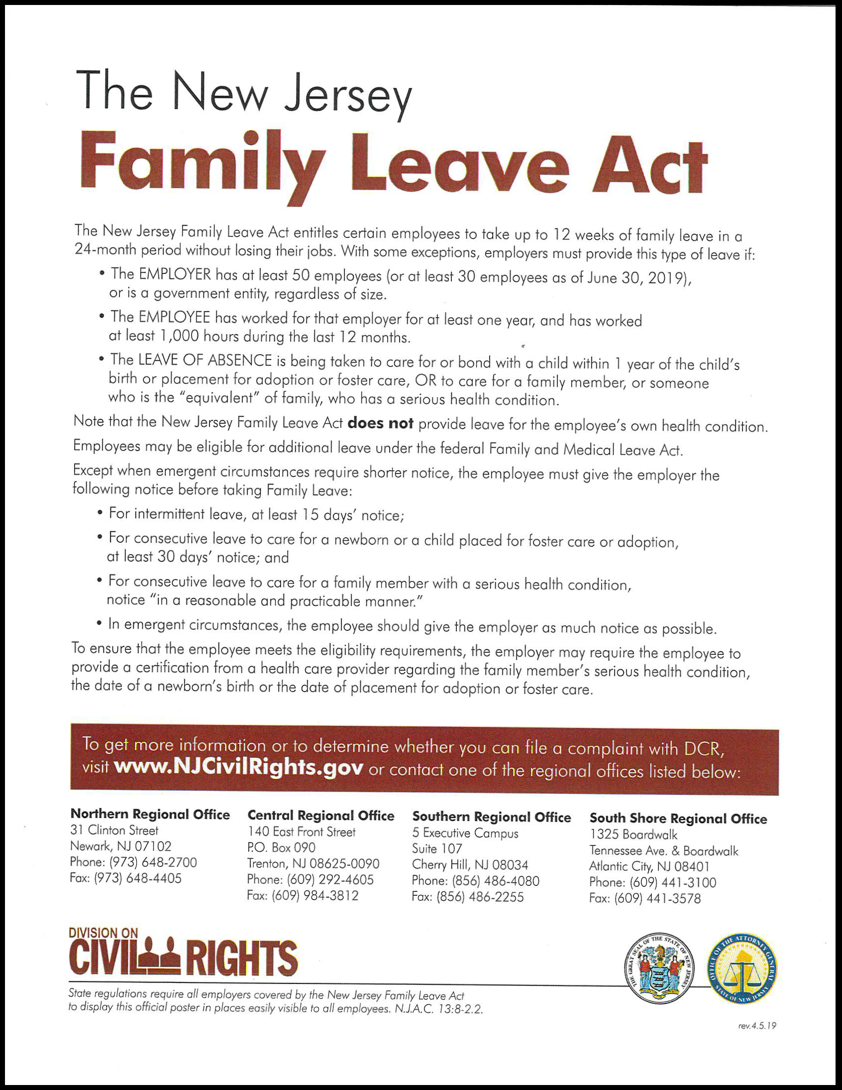 NJ Family Leave Act Poster